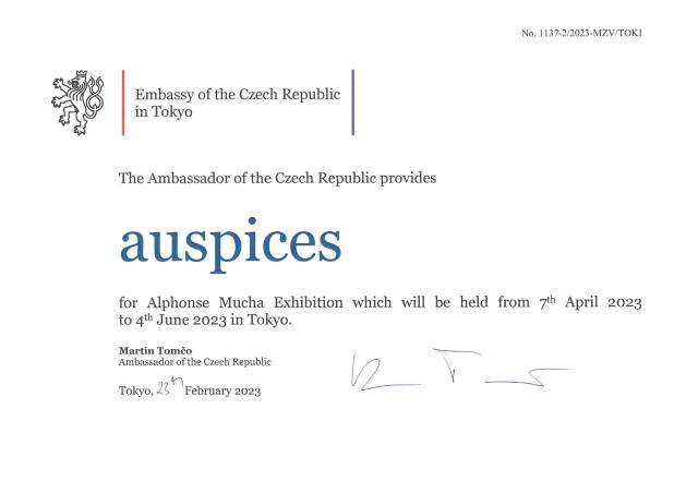 Auspices for Alphonse  Mucha Exhibition 