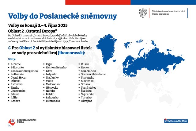 4 oblastí v zahraničí pro volby do Poslanecké sněmovny