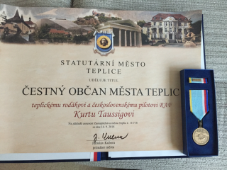 Certificate of Honorary Citisenship of the city of Teplice awarded to Mr. Taussig