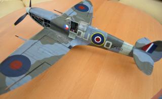 A model of Spitfire fighter plane which was flown during WWII by Col. Miroslav Liškutín