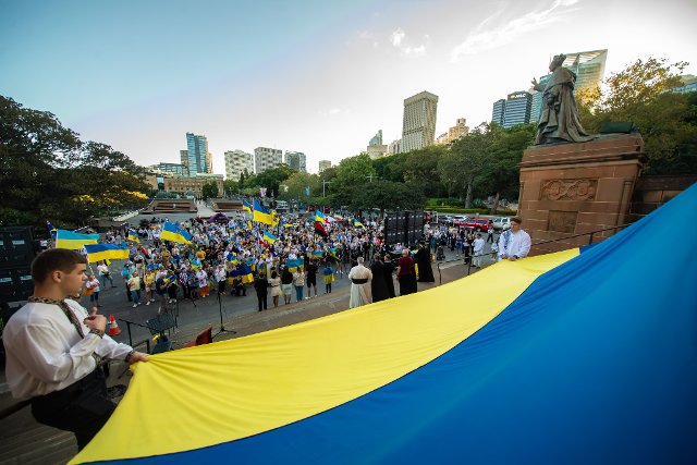 Gathering in Sydney marking the fourth anniversary of the Russian invasion of Ukraine