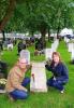 With Bibiana Hortáthová, head of the Czech and Slovak Society in Sheffield, at the grave of Břetislav Kincl in Worksop