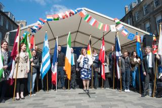 The Scottish Minister of Culture, Tourism and External Relations, Fiona Hyslop, launches the celebrations of Europe Day in Edinburgh on 9 May 2017      Europe Day 2017, Edinburgh      Aleš Opatrný from the Czech Embassy in London and the Czech Honorary Consul Paul Millar at the stand of the Czech Republic 